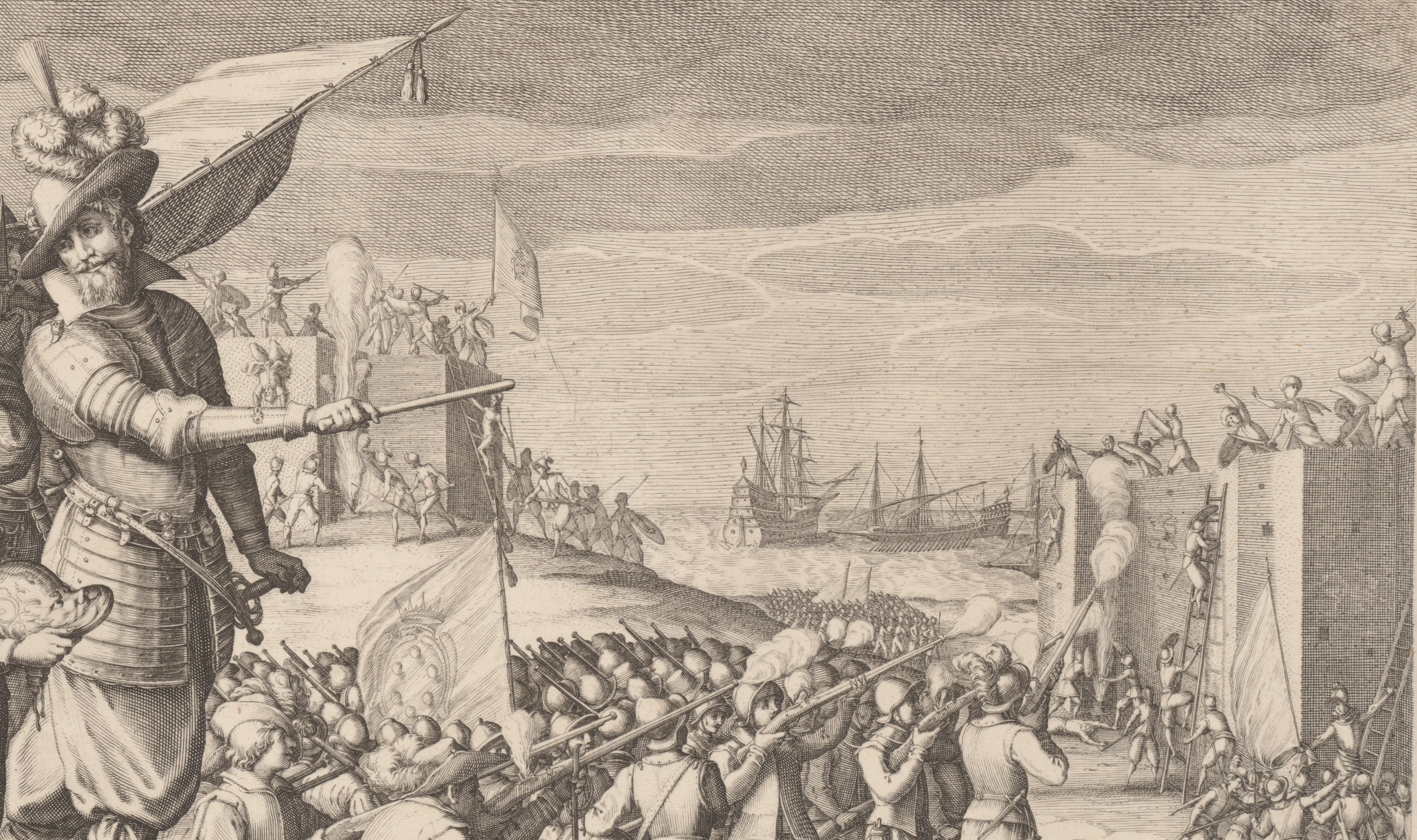 Assault on Two Fortresses by Jacques Callot, French early 17th century